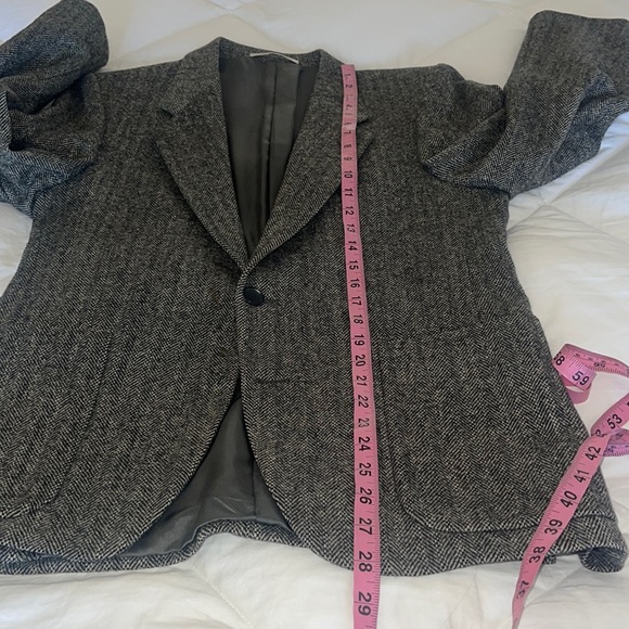 YVES SAINT LAURENT Jimmy Au’s VINTAGE Grey Herringbone Tweed Blazer Size 10 - Picture 15 of 16